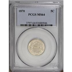1870 5C MS64 PCGS. In addition to a Gem example in the