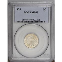 1875 5C MS65 PCGS. Sharply struck design elements comp