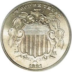 1881 5C MS66 PCGS. A bold striking with a curious mixt