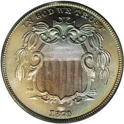 1870 5C PR66 Cameo PCGS. This is a stunning Premium Ge