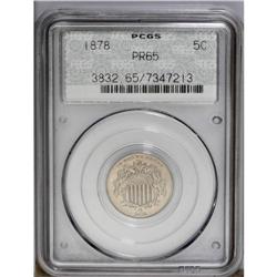 1878 5C PR65 PCGS. Breen-2509, "Rare." The vertical sh