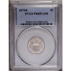 1879/8 5C PR65 Cameo PCGS. This is a bright, frosty, u