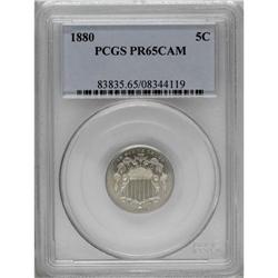1880 5C PR65 Cameo PCGS. This intricately struck and n