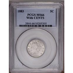 1883 5C With Cents MS66 PCGS. Exceedingly bright and l