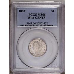 1883 5C With Cents MS66 PCGS. Crisply struck save for
