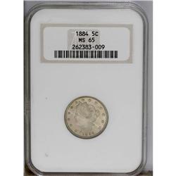 1884 5C MS65 NGC. A sharply struck Gem that shows pron