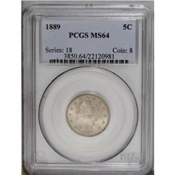 1889 5C MS64 PCGS. This is a fully struck example, eve