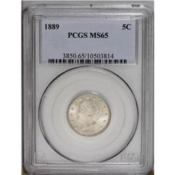 1889 5C MS65 PCGS. A brilliant and frosty Gem with exc