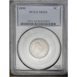 1890 5C MS65 PCGS. Lustrous and sharply struck with no