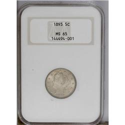 1893 5C MS65 NGC. A lustrous tan-gray Gem with pleasin