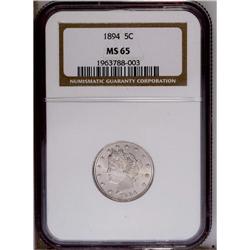 1894 5C MS65 NGC. A frosty Gem with brilliant, untoned