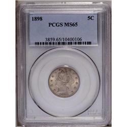 1898 5C MS65 PCGS. The softly frosted surfaces are ove