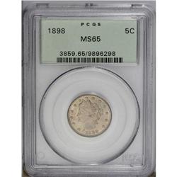 1898 5C MS65 PCGS. Light dove-gray and rose-lilac pati