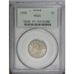1899 5C MS65 PCGS. The lustrous surfaces are fully str
