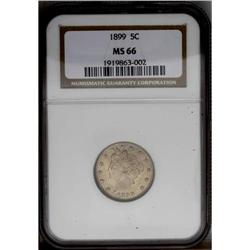 1899 5C MS66 NGC. Medium to deep golden-brown, fire-re