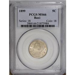 1899 5C MS66 PCGS. Ex: Baxi Collection. Nickel-gray su