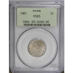 1903 5C MS65 PCGS. Lustrous and essentially untoned, t