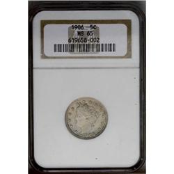 1906 5C MS65 NGC. Chestnut and gunmetal-gray hues embr
