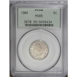 1909 5C MS65 PCGS. Well struck and fully lustrous, wit