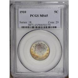 1910 5C MS65 PCGS. An extraordinary type coin and one