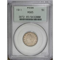 1911 5C MS65 PCGS. Well defined with nearly mark-free