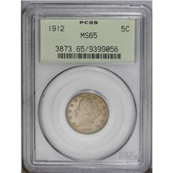 1912 5C MS65 PCGS. The olive-gray toning over each sid