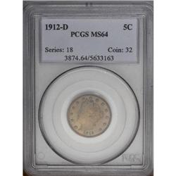 1912-D 5C MS64 PCGS. Blended dusky orange, rose, and s