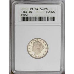 1885 5C PR64 Cameo ANACS. A flashy, frosty, and boldly