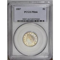 1887 5C PR66 PCGS. Variegated yellow-gold and ice-blue