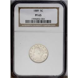 1889 5C PR65 NGC. Flashy cartwheel luster and lovely a