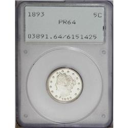 1893 5C PR64 PCGS. A splendid example that nearly rese