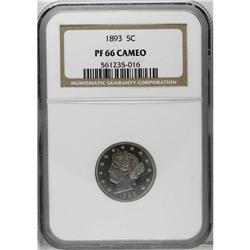 1893 5C PR66 Cameo NGC. An attractive melange of paste