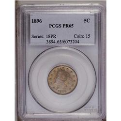 1896 5C PR65 PCGS. Fully struck with dainty golden, gr