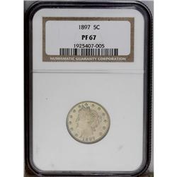 1897 5C PR67 NGC. This is a Superb Gem proof with exce