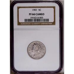 1901 5C PR66 Cameo NGC. This is a delightful cameo pro