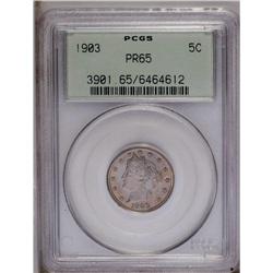 1903 5C PR65 PCGS. This well struck Gem is beautifully