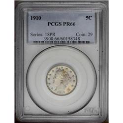 1910 5C PR66 PCGS. Dazzling powder-blue, orange, and l
