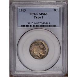 1913 5C Type One MS66 PCGS. Boldly struck and lustrous
