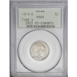 1913-D 5C Type Two MS65 PCGS. A lovely and lustrous fi