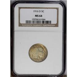 1916-D 5C MS64 NGC. A pleasing example with attractive