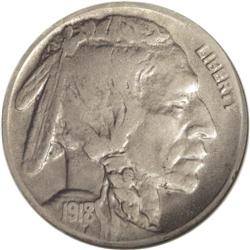 1918/7-D 5C VF30 ANACS. Even, light wear is seen over