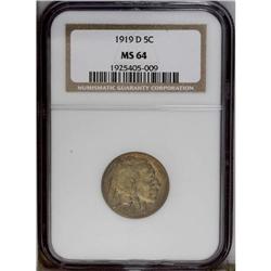 1919-D 5C MS64 NGC. Lovely golden-olive color and addi