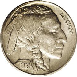 1919-D 5C MS64 PCGS. Lightly toned in milky steel-blue