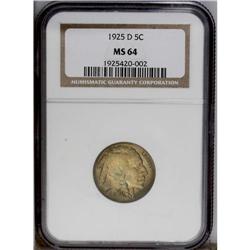 1925-D 5C MS64 NGC. A Choice Mint State example of thi
