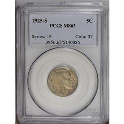 1925-S 5C MS63 PCGS. A Select Mint State example with