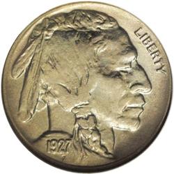 1927-D 5C MS65 NGC. Lovely lime-green toning over both