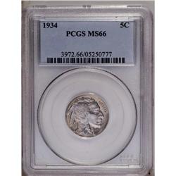 1934 5C MS66 PCGS. Highly lustrous surfaces are adorne
