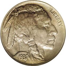 1937-D 5C Three-Legged MS62 NGC. Glossy and primarily