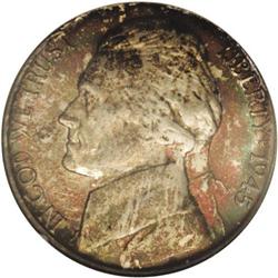 1945-P 5C Doubled Die Reverse MS67 NGC. FS-030. Bold d