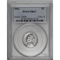 1941 5C PR67 PCGS. Pastel sky-blue and peach tones end